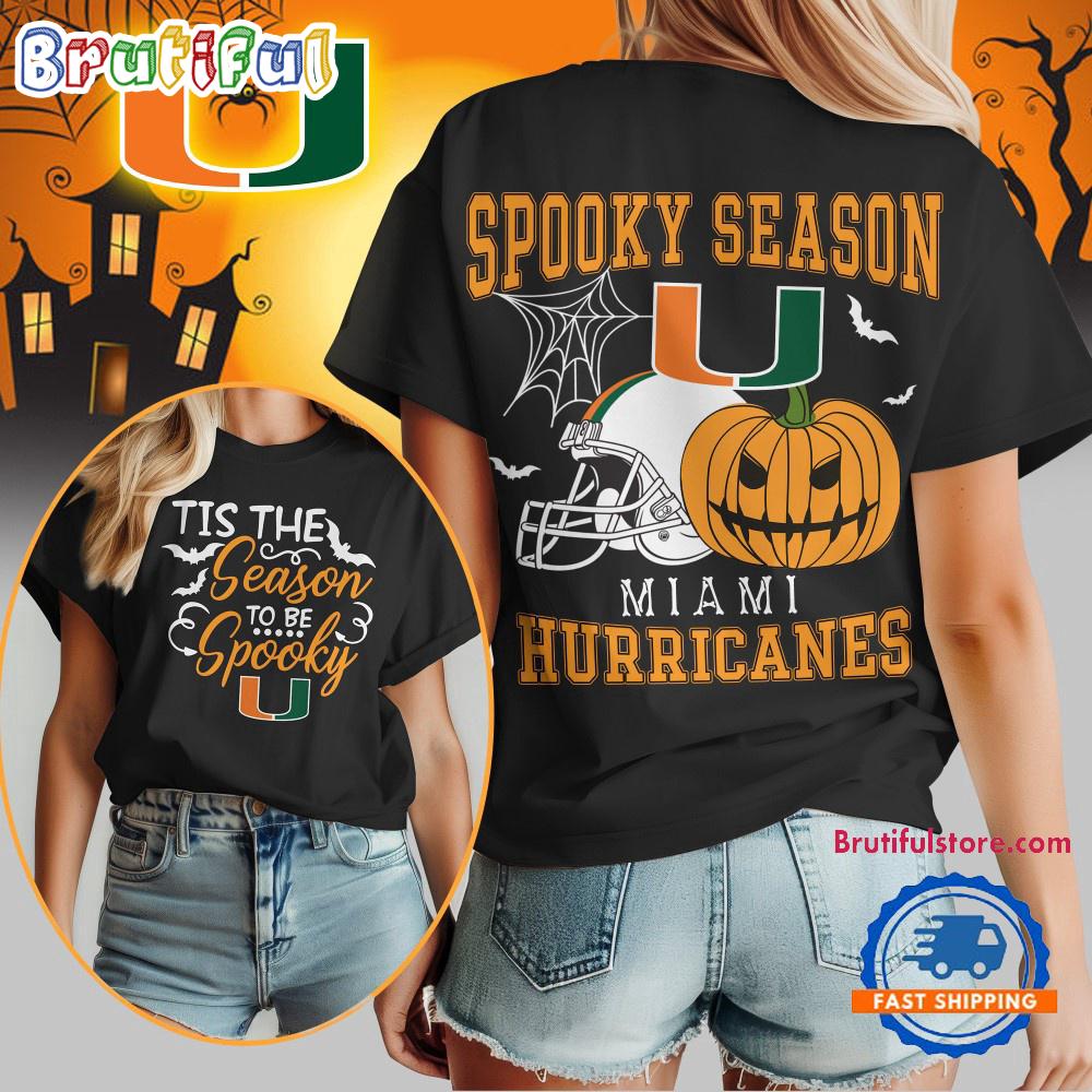 Miami Hurricanes 2025 NCAA Halloween Spooky Season Vintage T Shirt
