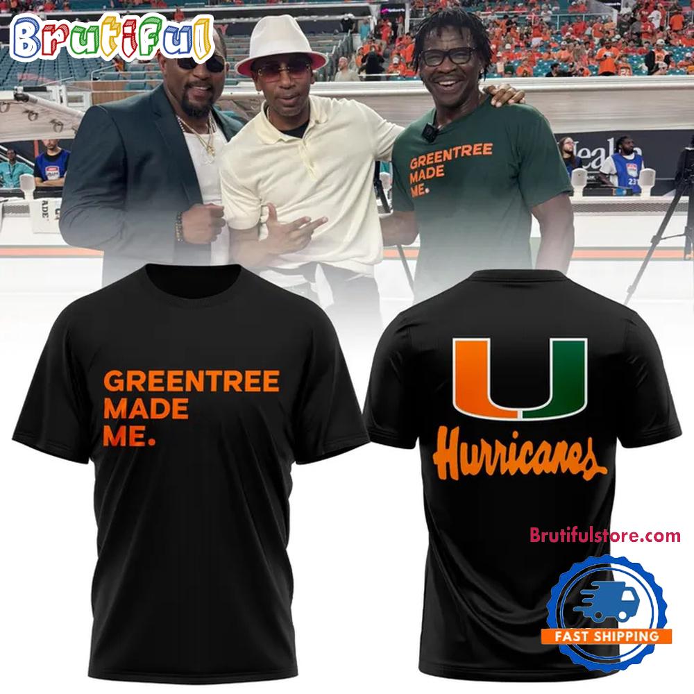 Miami Hurricanes Football Greentree Made Me Black T Shirt
