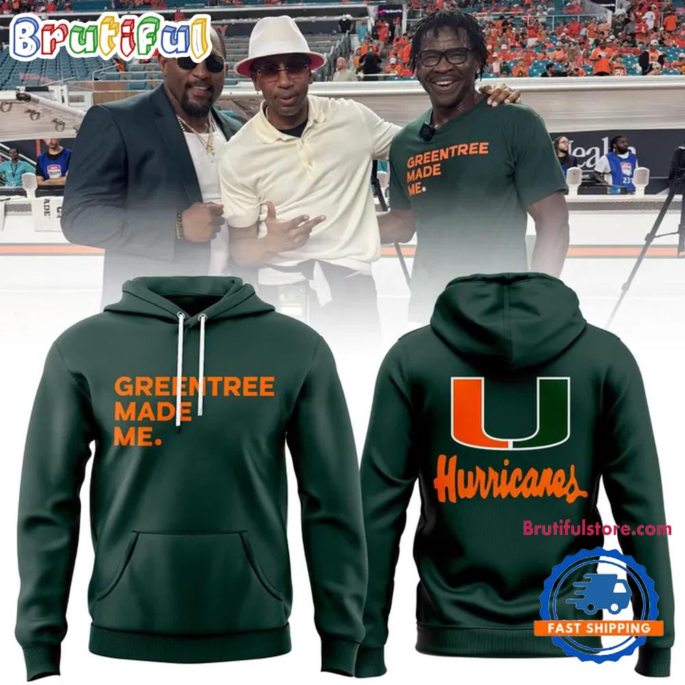Miami Hurricanes Football Greentree Made Me Dark Green Hoodie