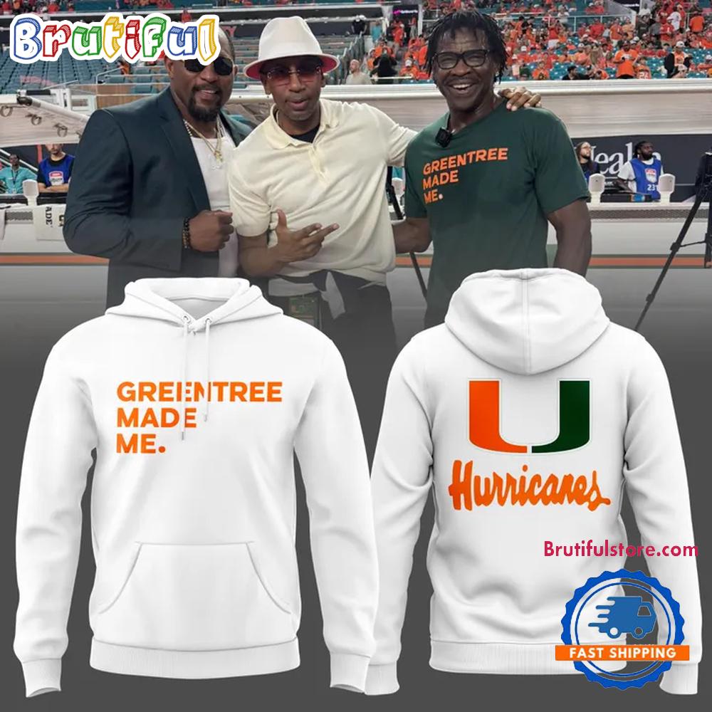 Miami Hurricanes Football Greentree Made Me White Hoodie