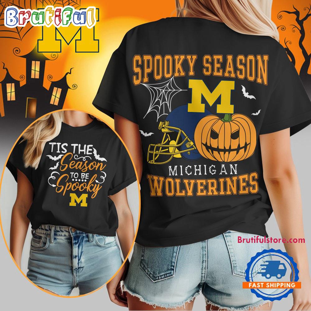 Michigan Wolverines 2025 NCAA Halloween Spooky Season Vintage T Shirt