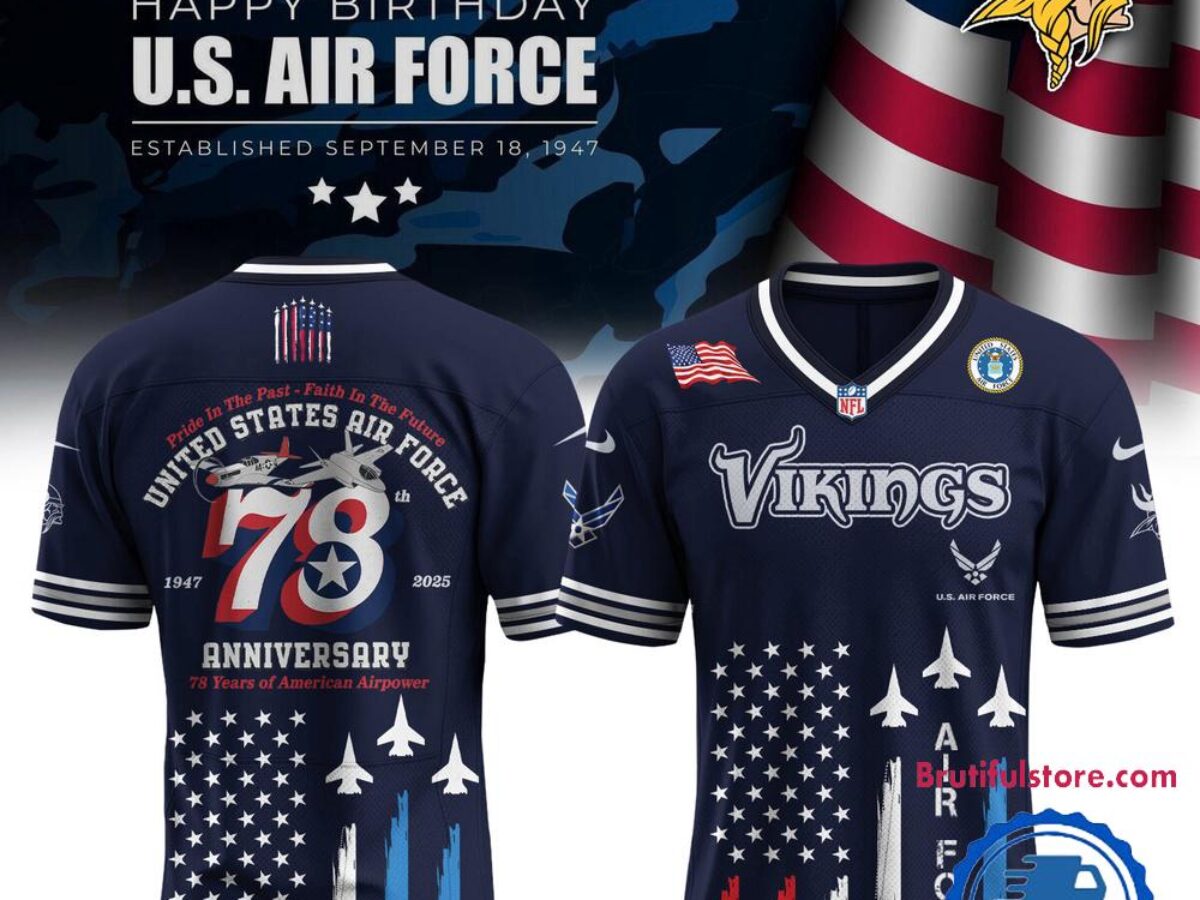 Minnesota Vikings 2025 NFL US Air Force Birthday Football Jersey