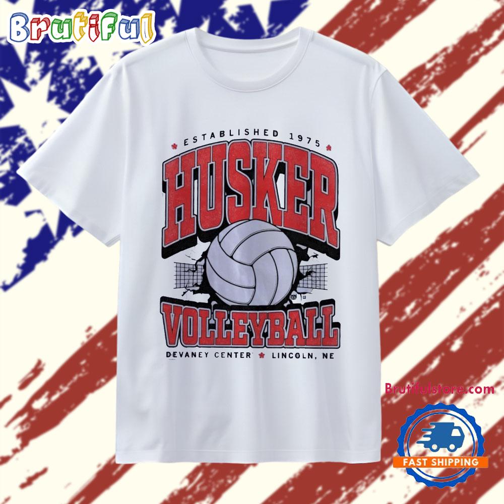 Nebraska Cornhuskers Volleyball Established 1975 Devaney Center T Shirt