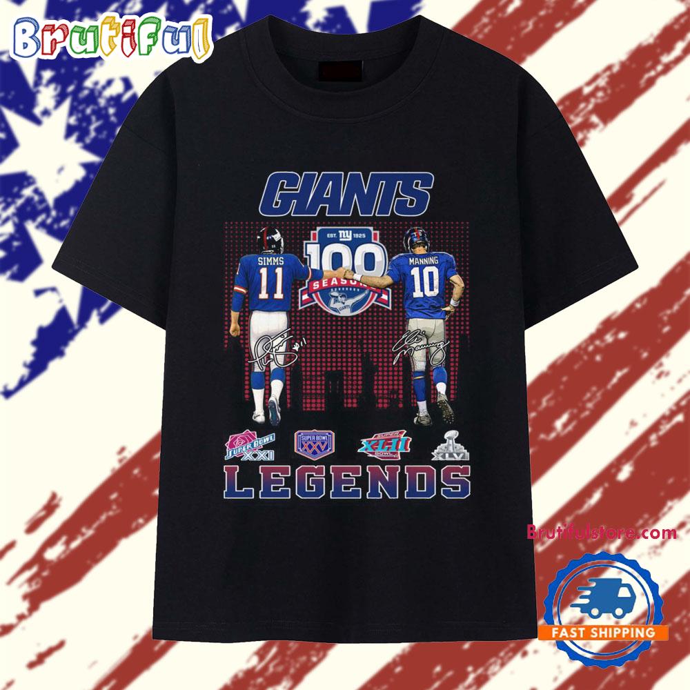 New York Giants 100 Seeason Anniversary Legends 2025 T Shirt