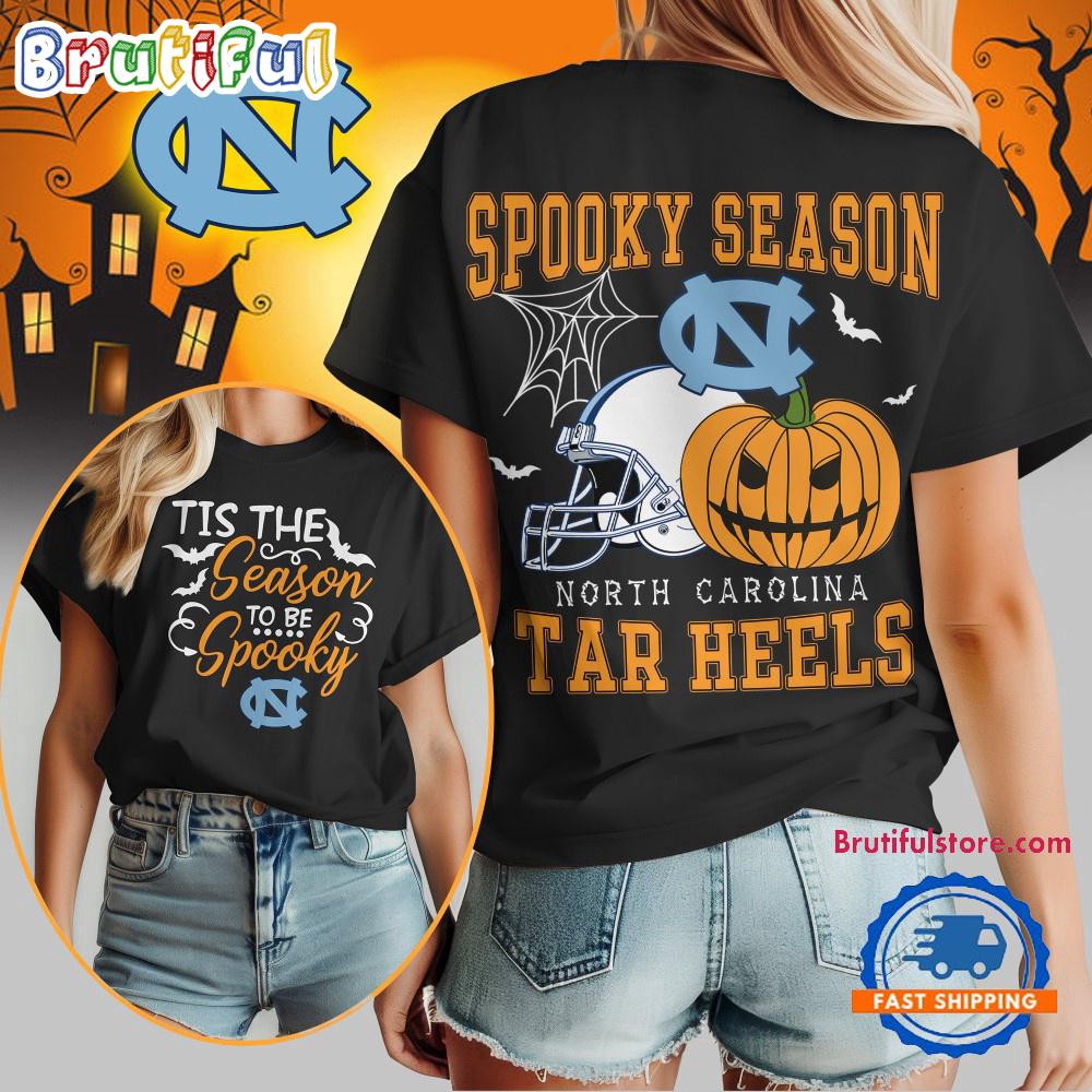 North Carolina Tar Heels 2025 NCAA Halloween Spooky Season Vintage T Shirt