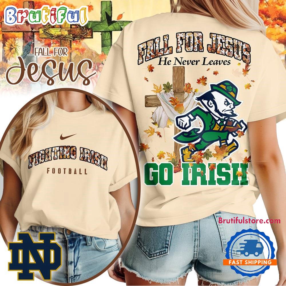 Notre Dame Fighting Irish 2025 NCAA Season Fall For Jesus Unisex 3D Shirt