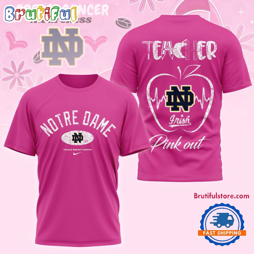 Notre Dame Fighting Irish 2025 NCAA Teacher Tackle Breast Cancer Unisex 3D Shirt