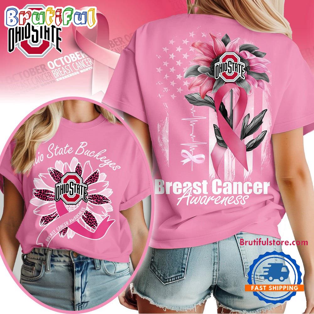 Ohio State Buckeyes 2025 NCAA Breast Cancer Sunflowers Unisex 3D Shirt