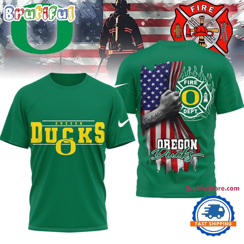 Oregon Ducks 2025 NCAA Firefighter American Flag 3D Shirt