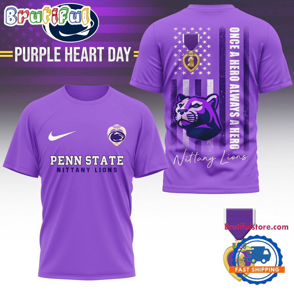 Penn State Nittany Lions NCAA National Purple Heart Day Unisex 3D Shirt