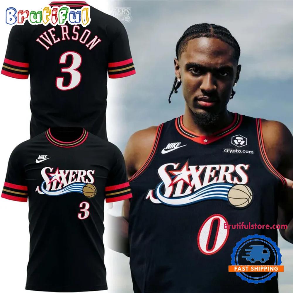 Philadelphia 76ers Allen Iverson #3 Philadelphia Sixers Champion 2025 T Shirt