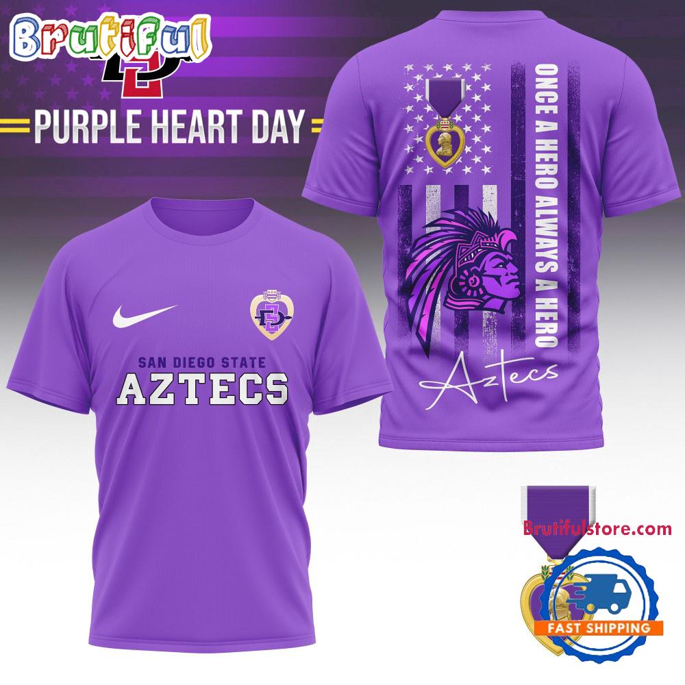 San Diego State Aztecs NCAA National Purple Heart Day Unisex 3D Shirt