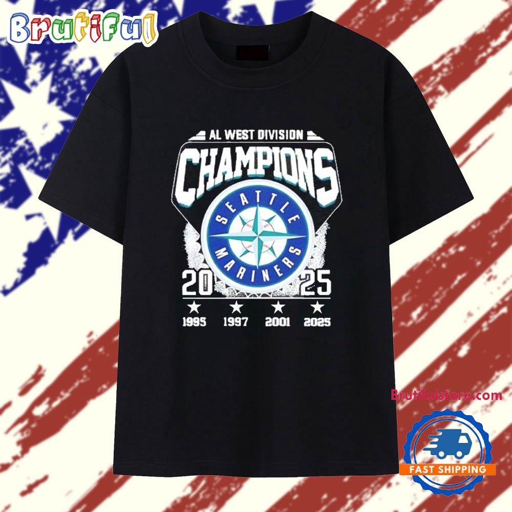 Seattle Mariners 2025 AL West Division Champions 4 time T Shirt