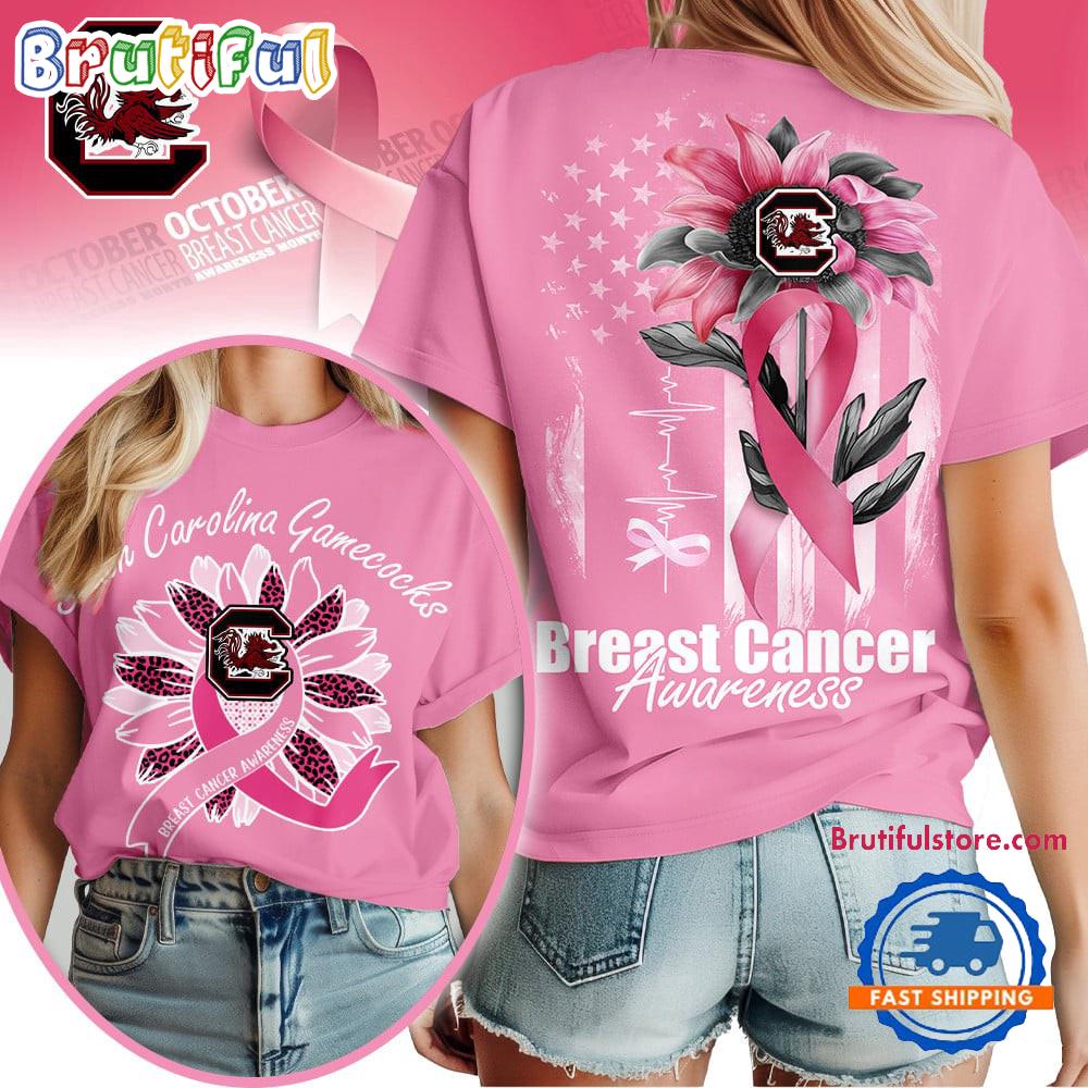 South Carolina Gamecocks 2025 NCAA Breast Cancer Sunflowers Unisex 3D Shirt