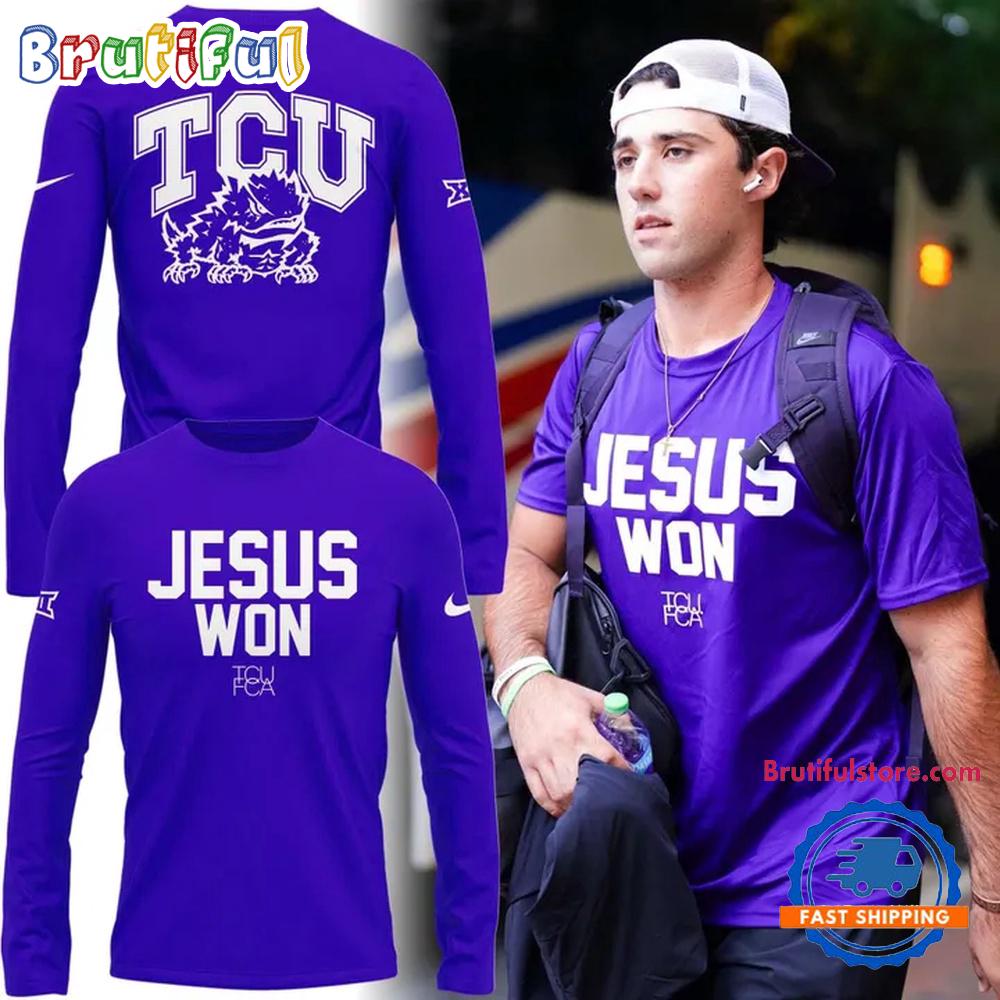 TCU Horned Frogs Football Jesus Won 2025 Long Sleeve Shirt