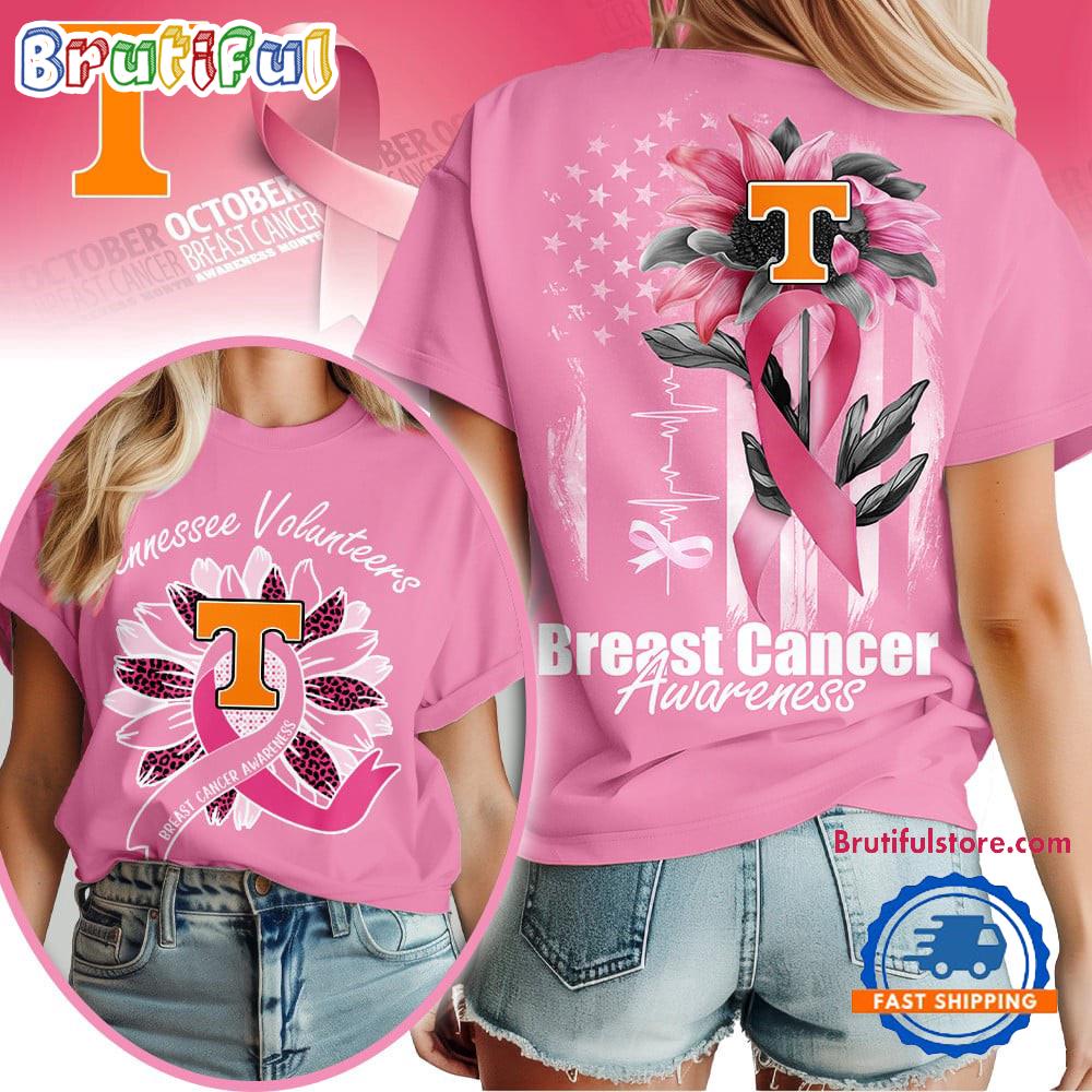 Tennessee Volunteers 2025 NCAA Breast Cancer Sunflowers Unisex 3D Shirt