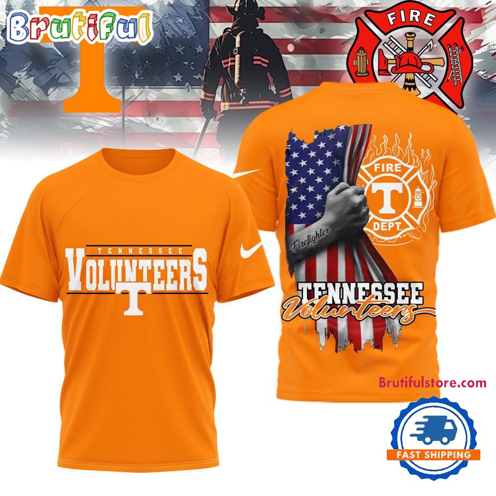 Tennessee Volunteers 2025 NCAA Firefighter American Flag 3D Shirt
