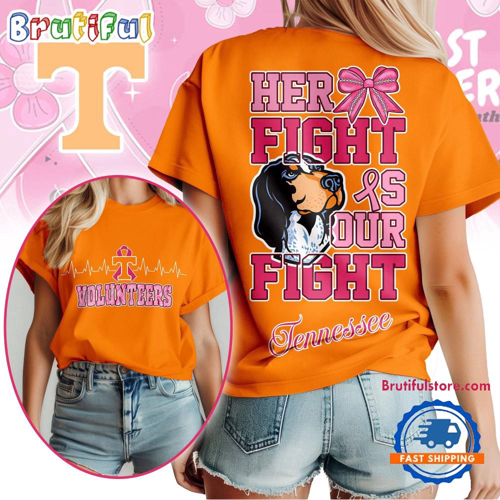 Tennessee Volunteers NCAA Her Fight Is Our Fight Breast Cancer Unisex 3D Shirt