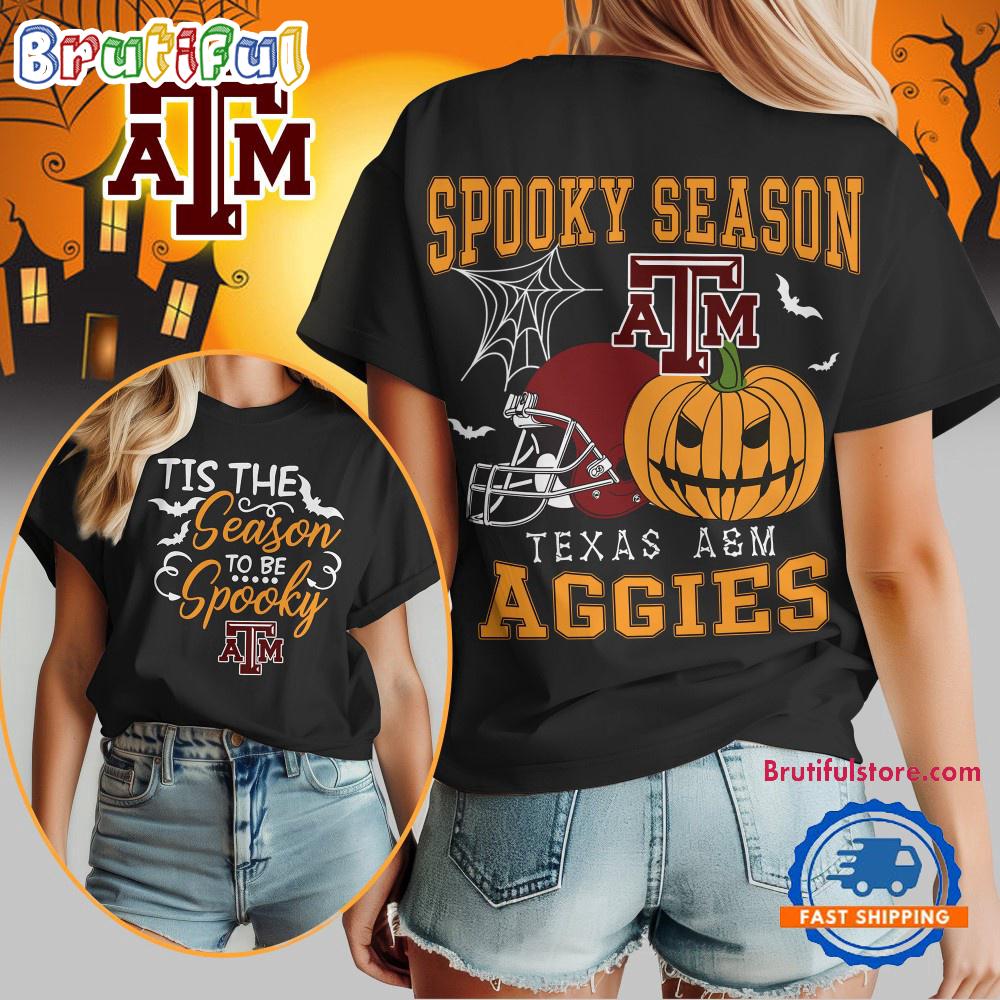 Texas AM Aggies 2025 NCAA Halloween Spooky Season Vintage T Shirt