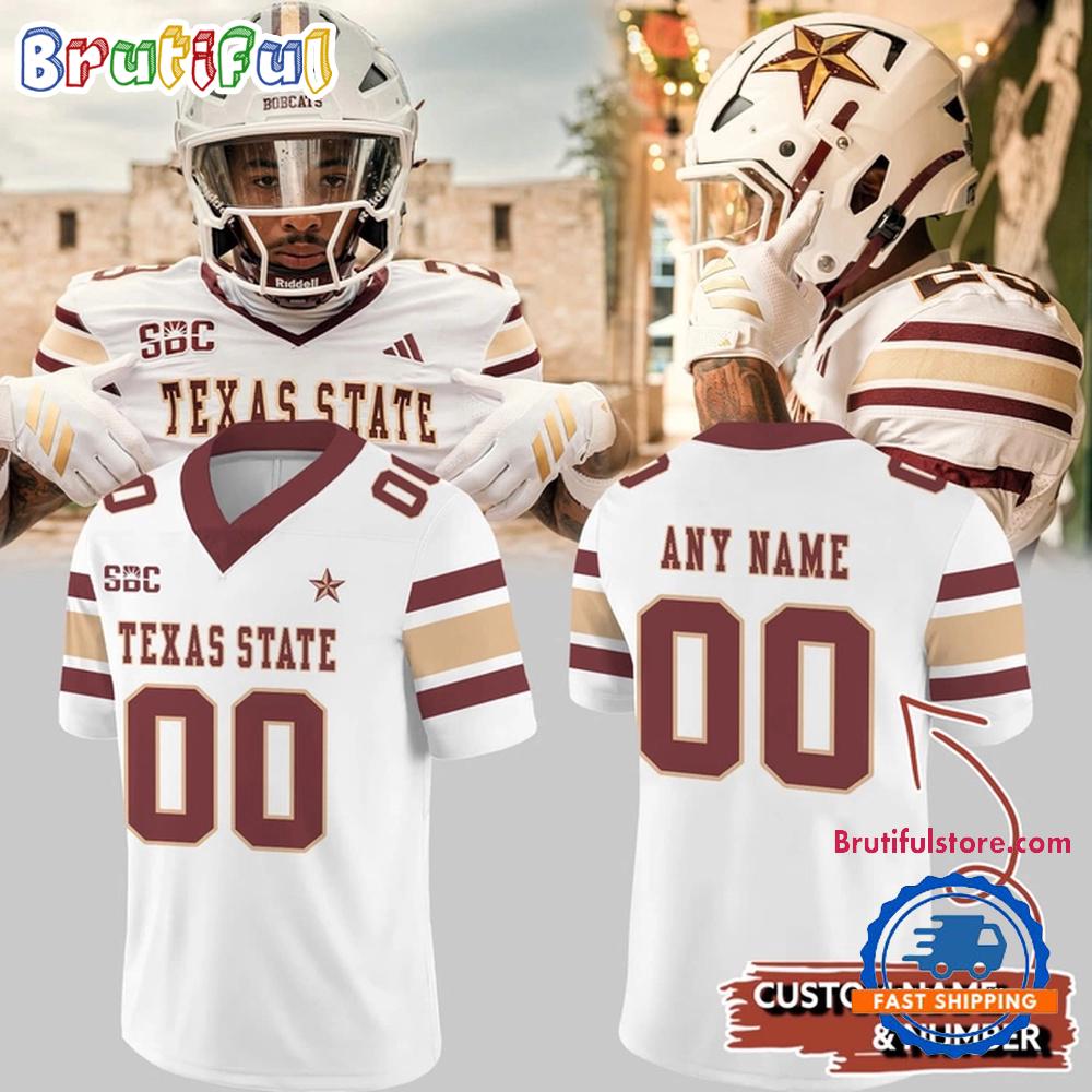 Texas State Bobcats Football 2025 New Uniform Design Football Jersey