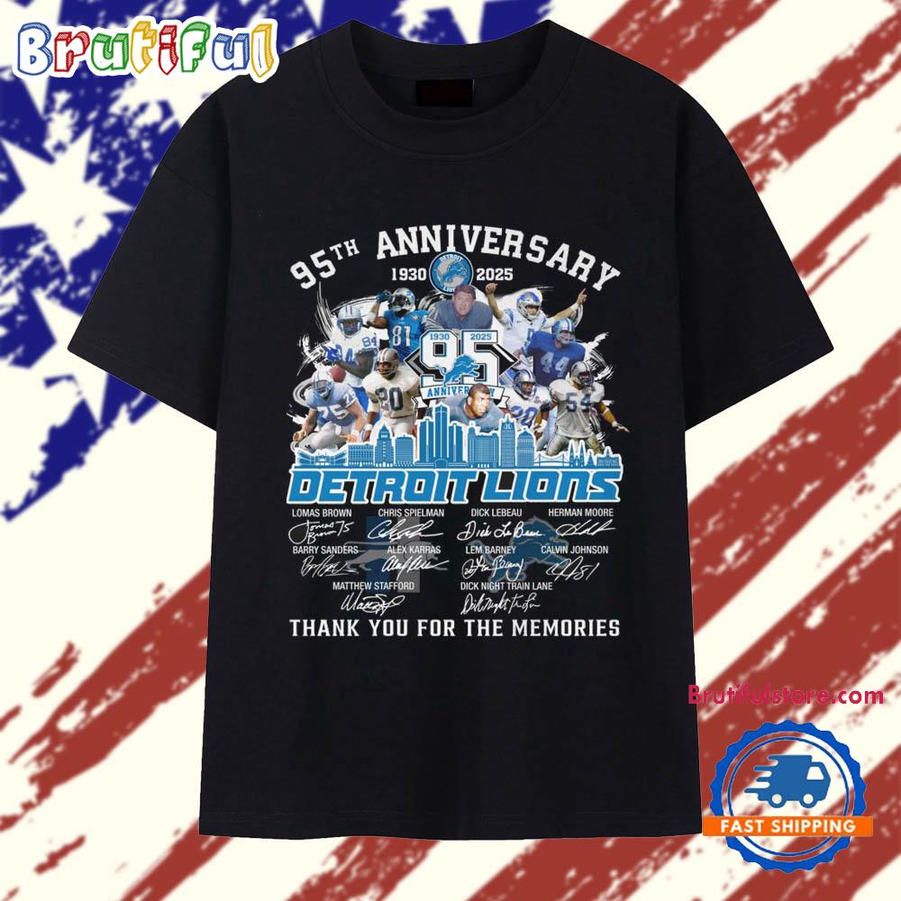 95th Anniversary 1930-2025 Detroit Lions Thank You For The Memories T Shirt