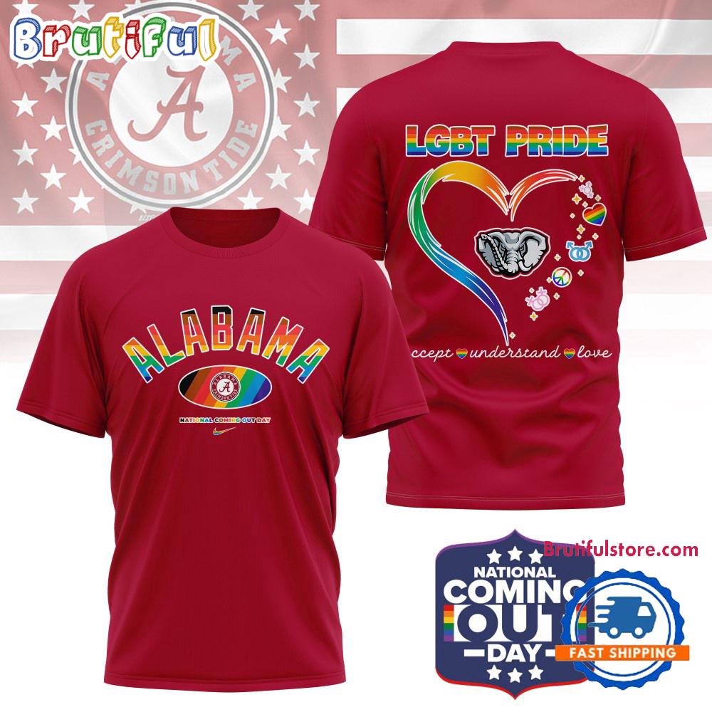 Alabama Crimson Tide 2025 NCAA National Coming Out Day LGBT Pride Unisex 3D Shirt