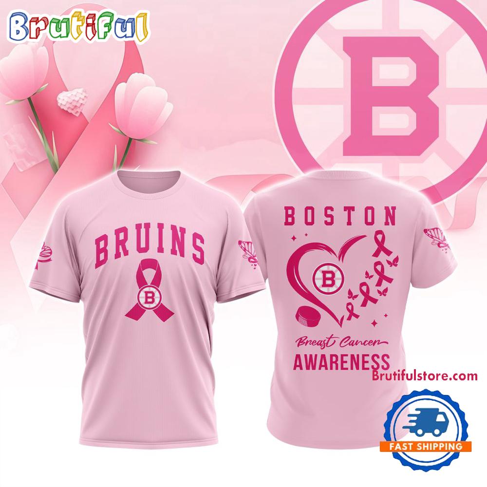 Boston Bruins 2025 NHL Pink Breast Cancer Awareness All Over Print Shirt