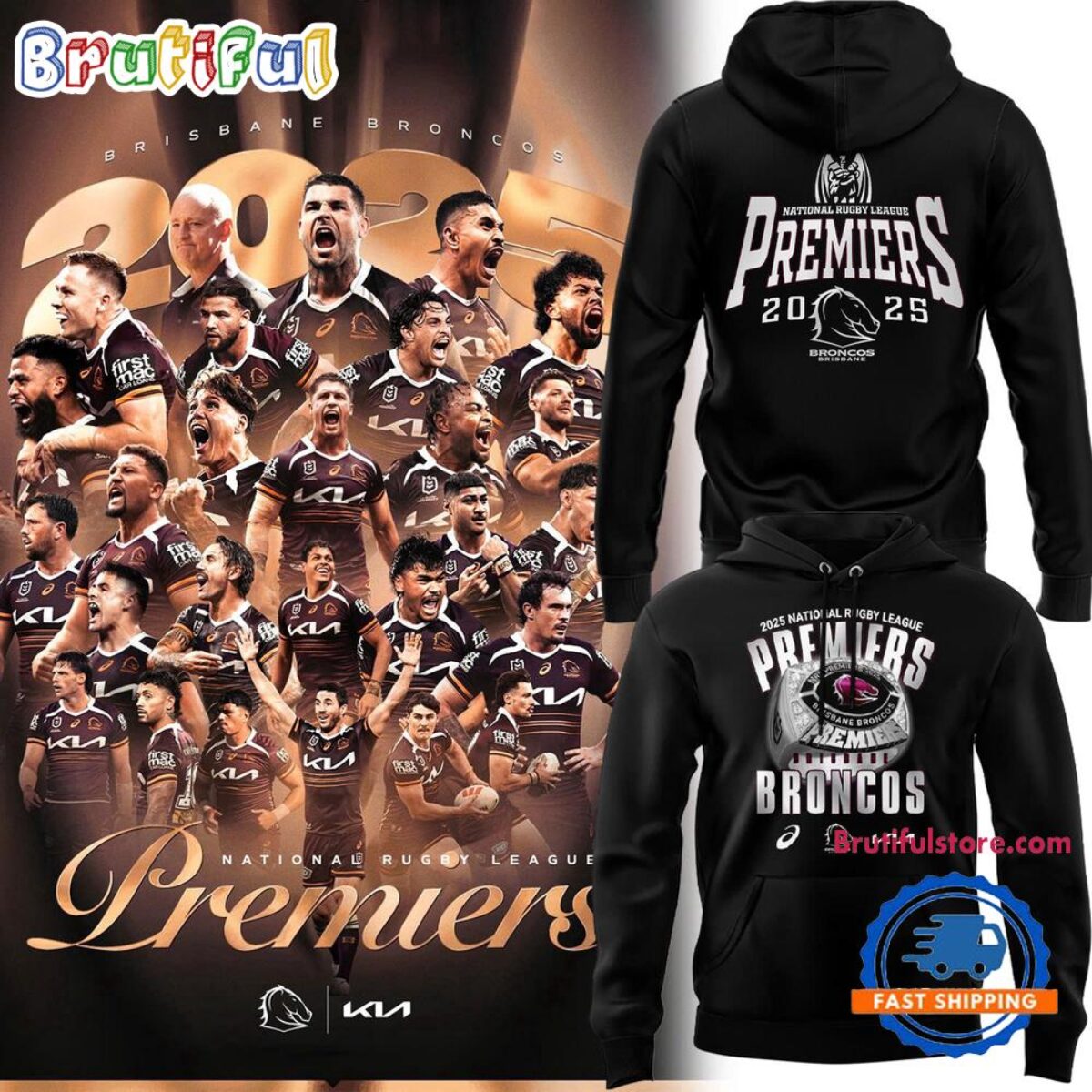 海外Lサイズ】NRL ブリスベン・ブロンコス 2025 ブラックジャージ