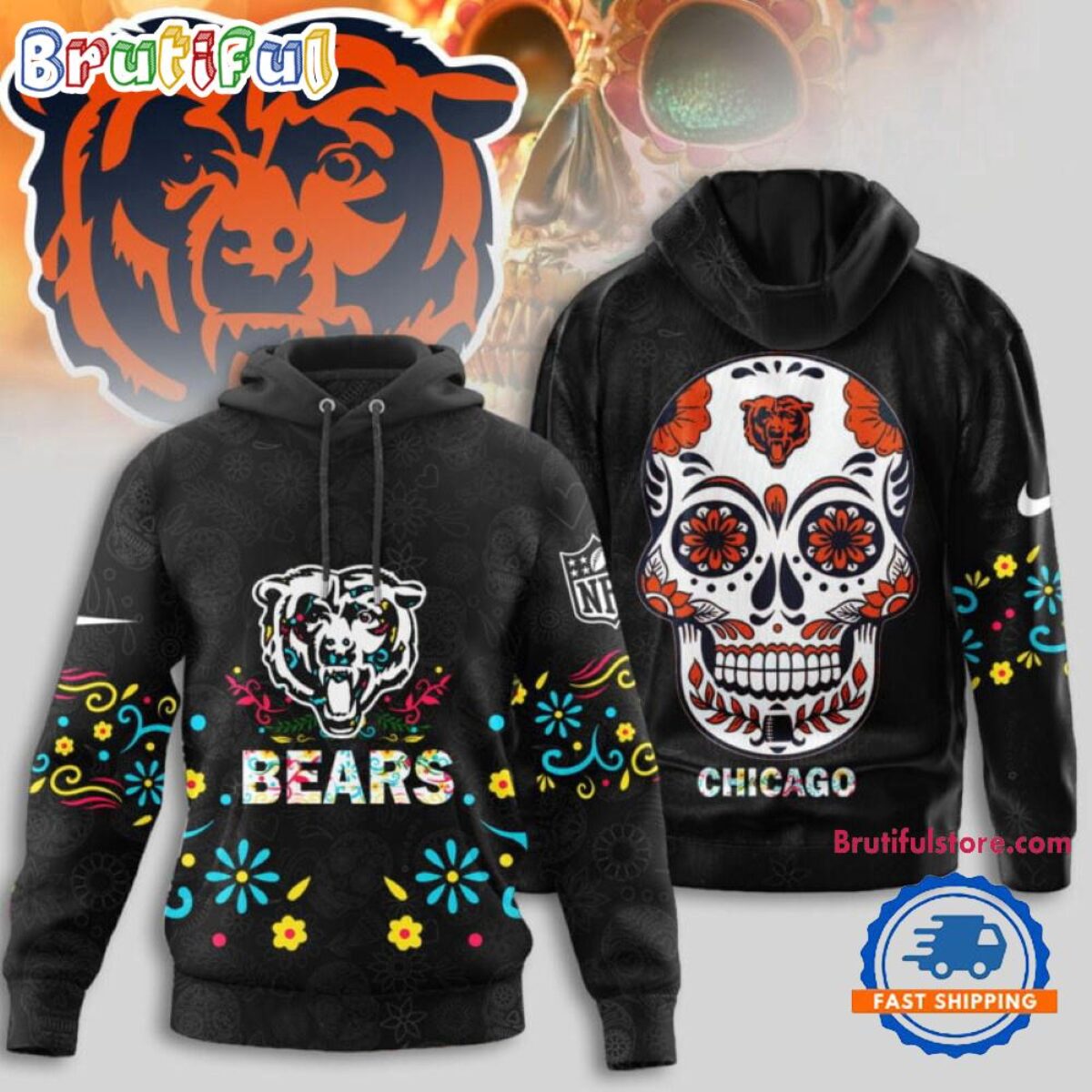 Chicago Bears NFL Dia de los Muertos Limited Editions Hoodie Shirt