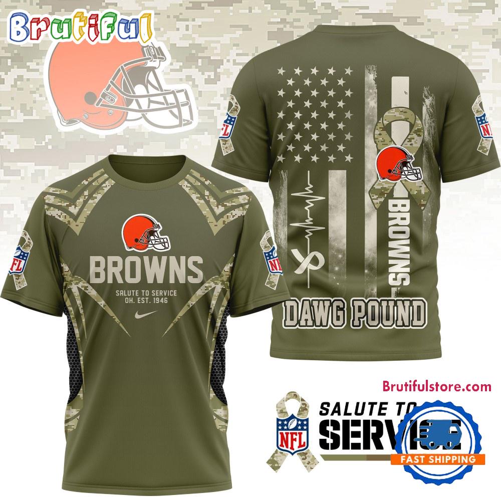 Cleveland Browns 2025 NFL Salute to Service Camo All Over Print Shirt