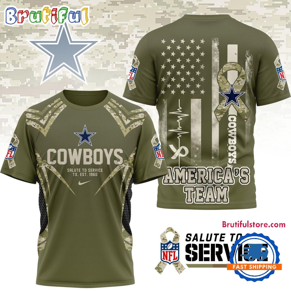 Dallas Cowboys 2025 NFL Salute to Service Camo All Over Print Shirt