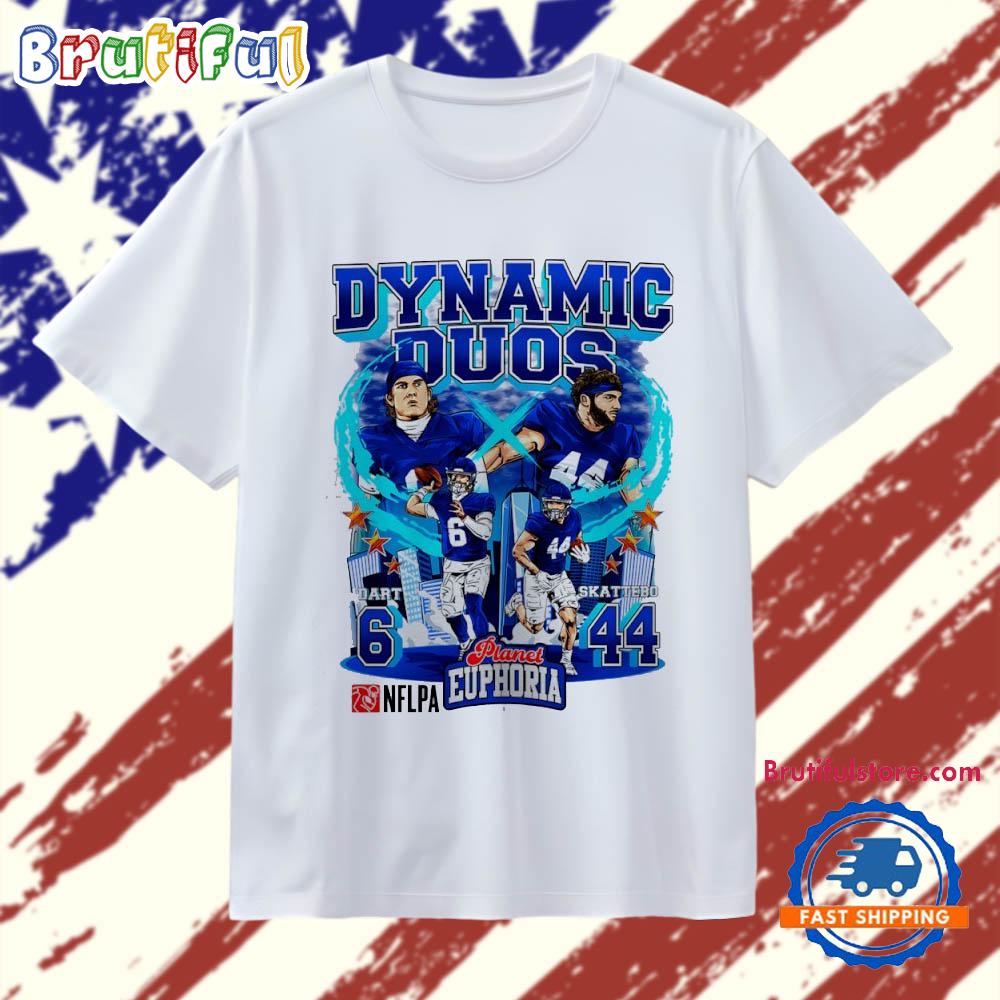 Dynamic Duos Jaxson Dart and Cam Skattebo New York Giants Football Comic T Shirt