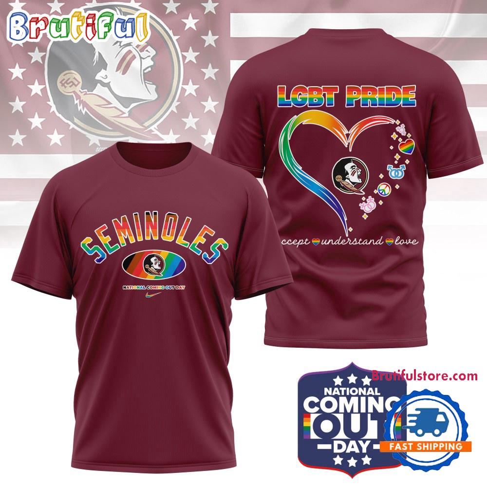 Florida State Seminoles 2025 NCAA National Coming Out Day LGBT Pride Unisex 3D Shirt