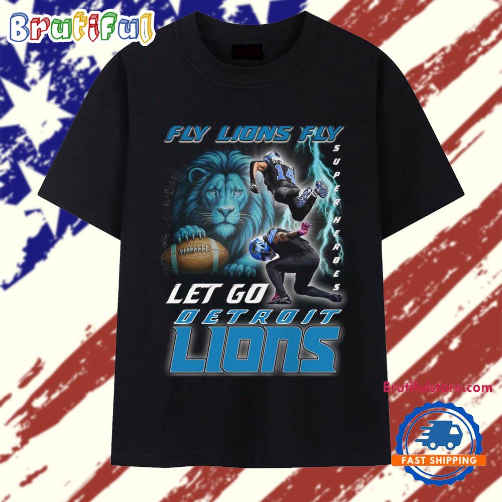 Fly Lions Fly Shirt, Super Heroes Let Go Detroit Lions 2025 T Shirt