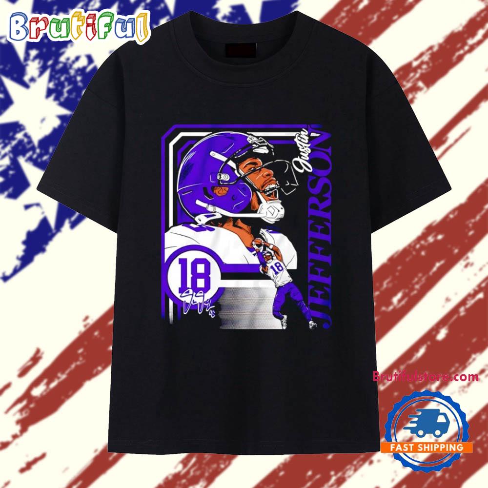 Justin Jefferson #18 Minnesota Vikings Collage Frame Signature T Shirt