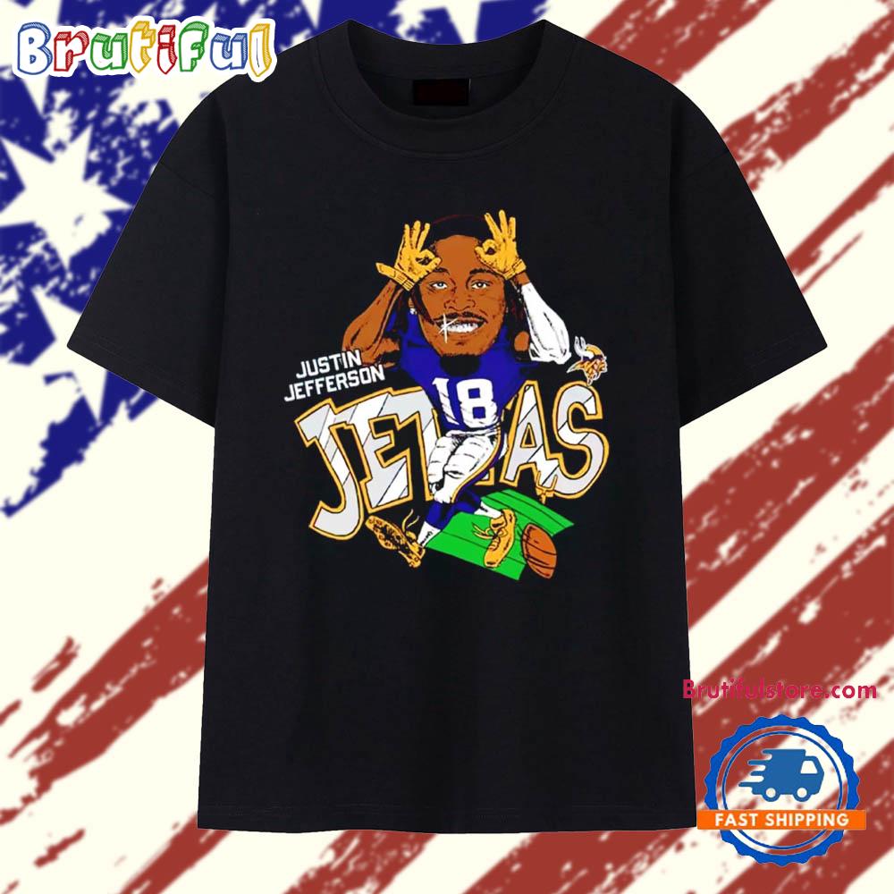 Justin Jefferson Minnesota Vikings Charcoal Jettas Caricature T Shirt