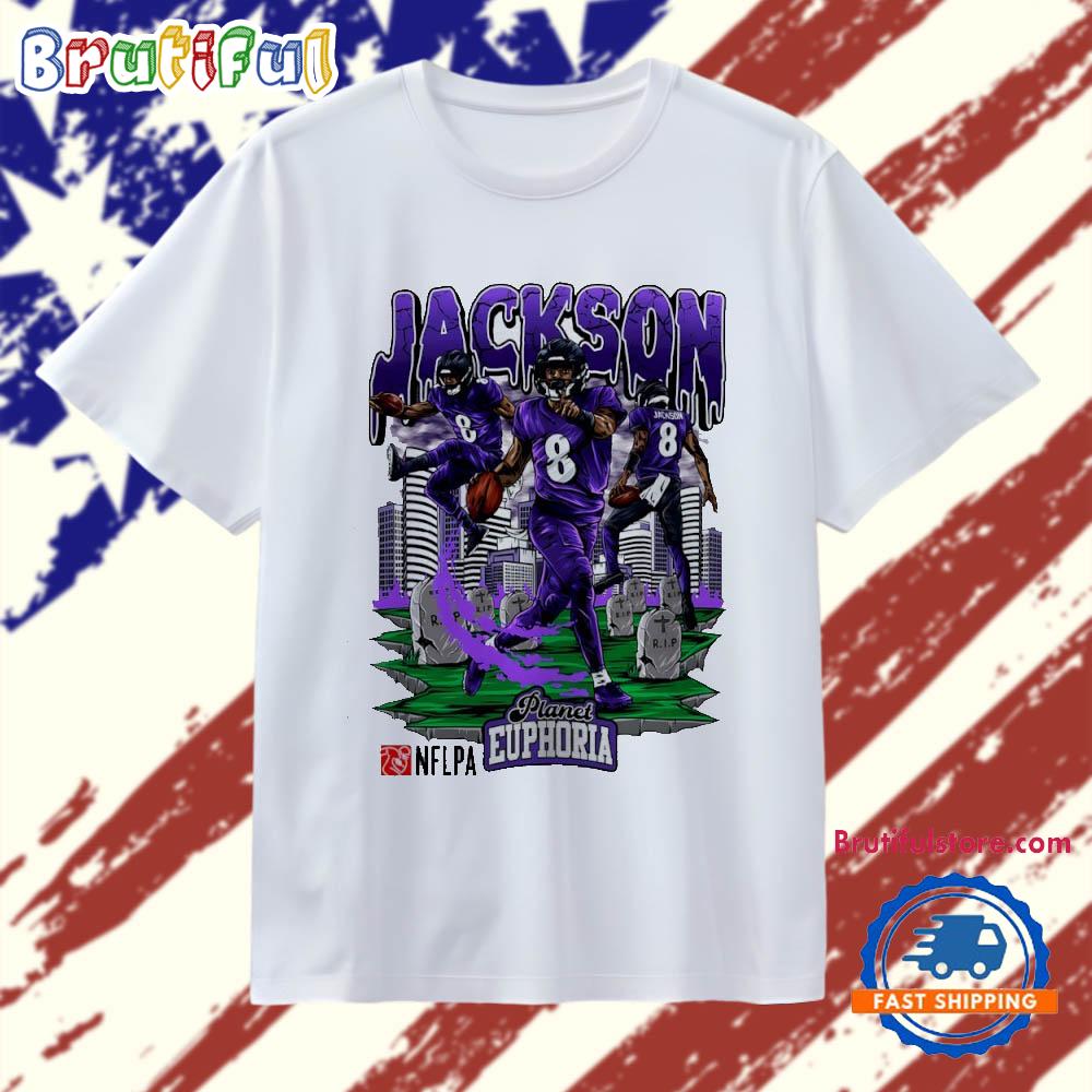 Lamar Jackson #8 Baltimore Ravens Football Quarterback Comic T Shirt