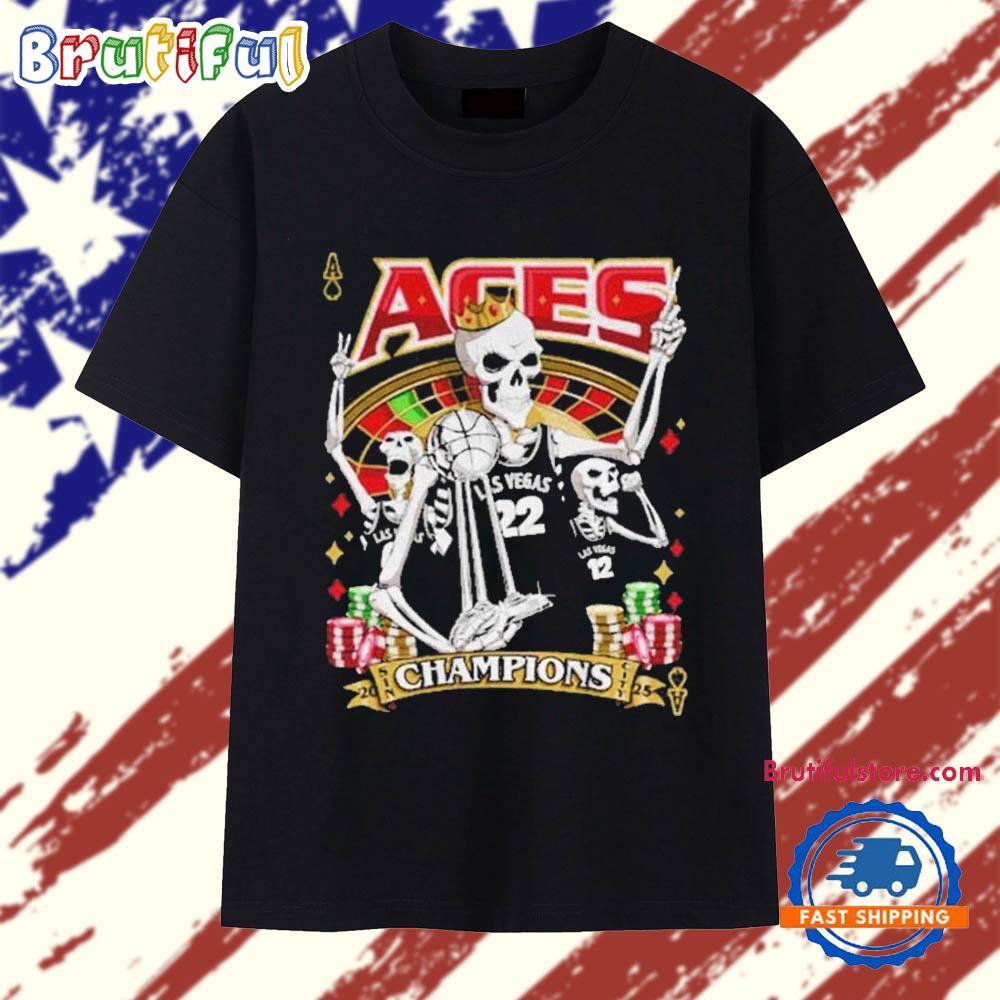 Las Vegas Aces Skeleton WNBA Champions 2025 Rep The Champs T Shirt