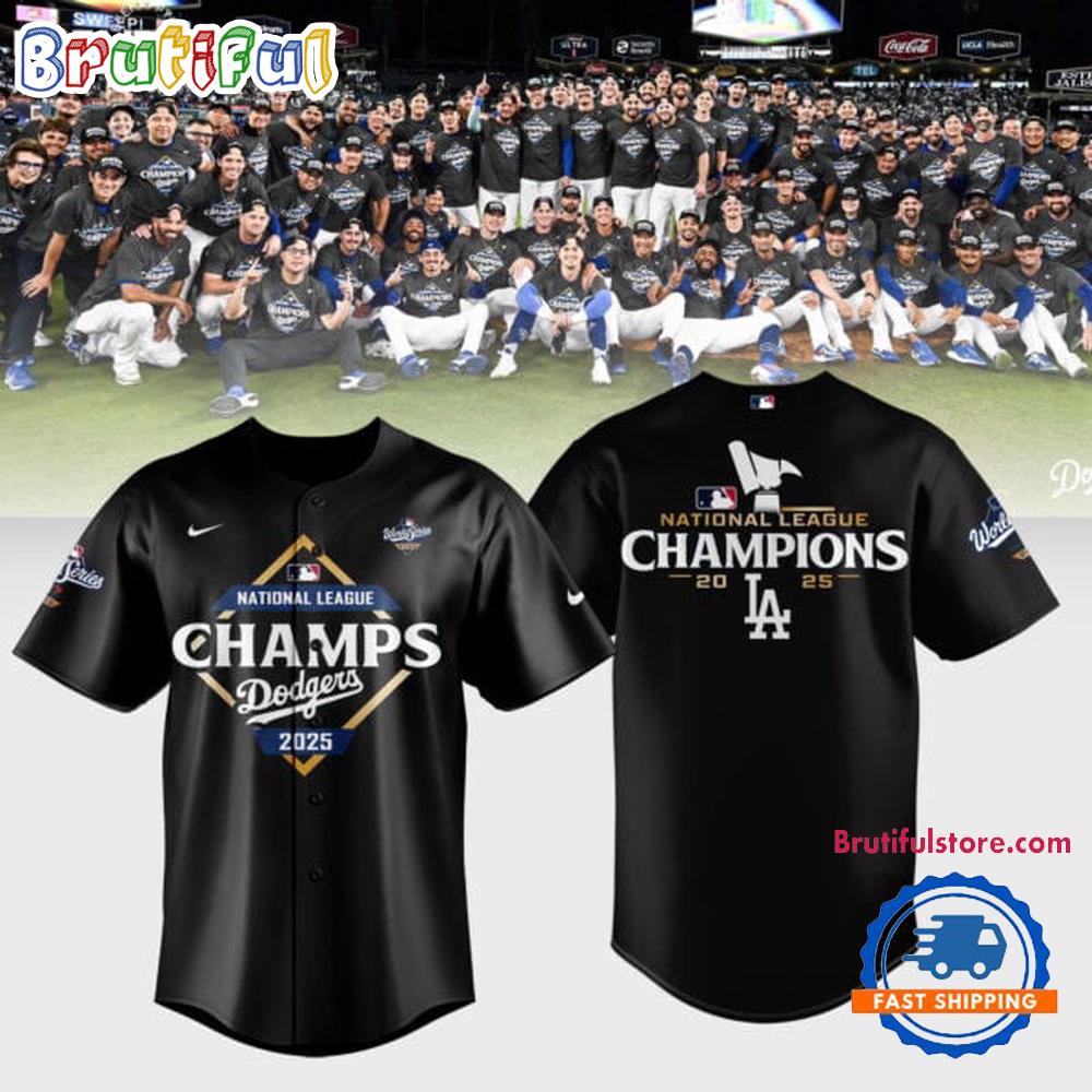 Los Angeles Dodgers National League Champions 2025 Black Jersey Shirt