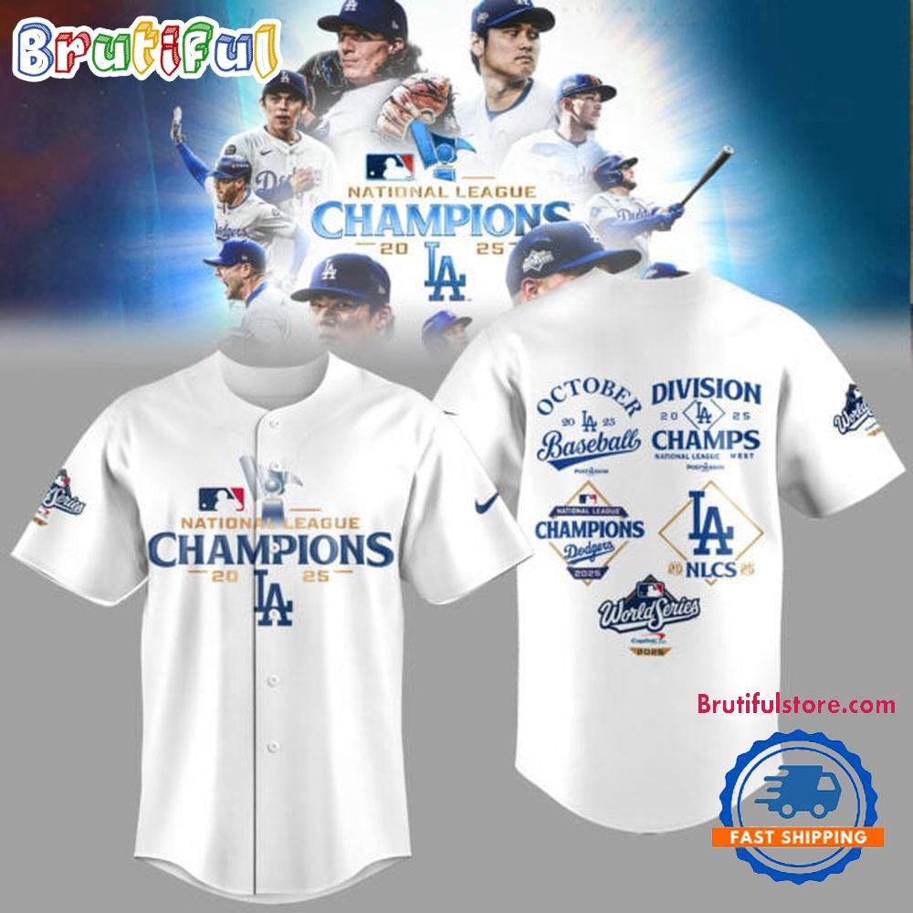 Los Angeles Dodgers National League Champions 2025 White Jersey Shirt