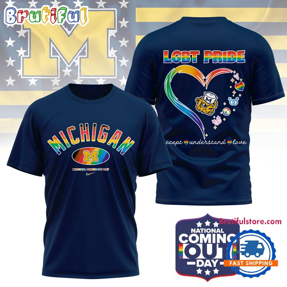Michigan Wolverines 2025 NCAA National Coming Out Day LGBT Pride Unisex 3D Shirt