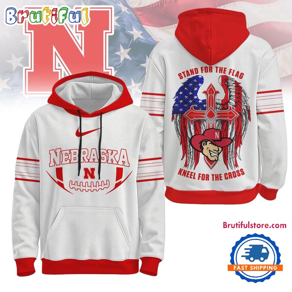 Nebraska Cornhuskers 2025 NCAA Stand For The Flag Kneel For the Cross Hoodie