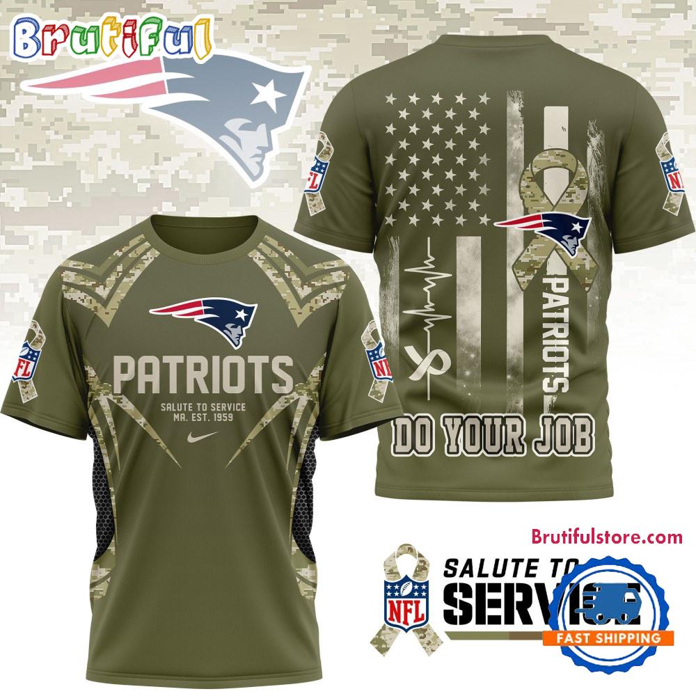 New England Patriots 2025 NFL Salute to Service Camo All Over Print Shirt