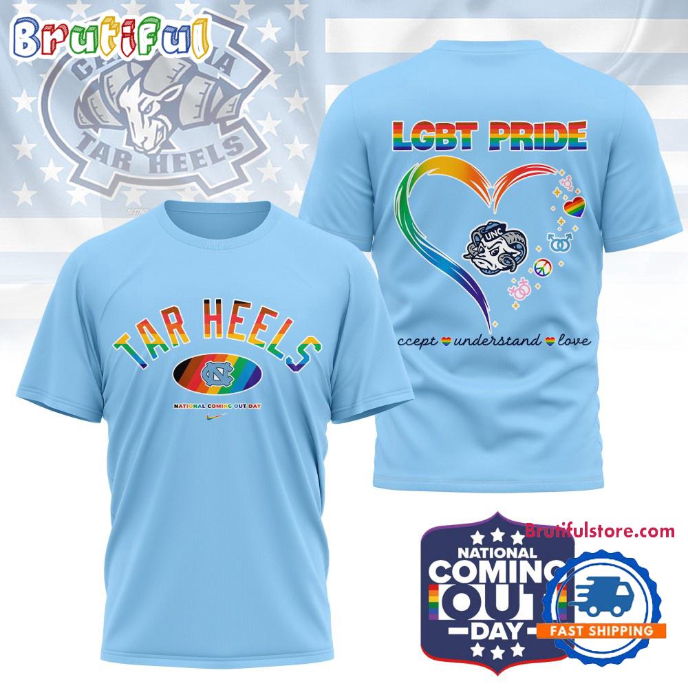 North Carolina Tar Heels 2025 NCAA National Coming Out Day LGBT Pride Unisex 3D Shirt