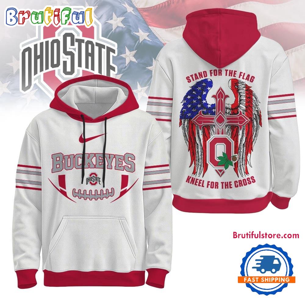 Ohio State Buckeyes 2025 NCAA Stand For The Flag Kneel For the Cross Hoodie