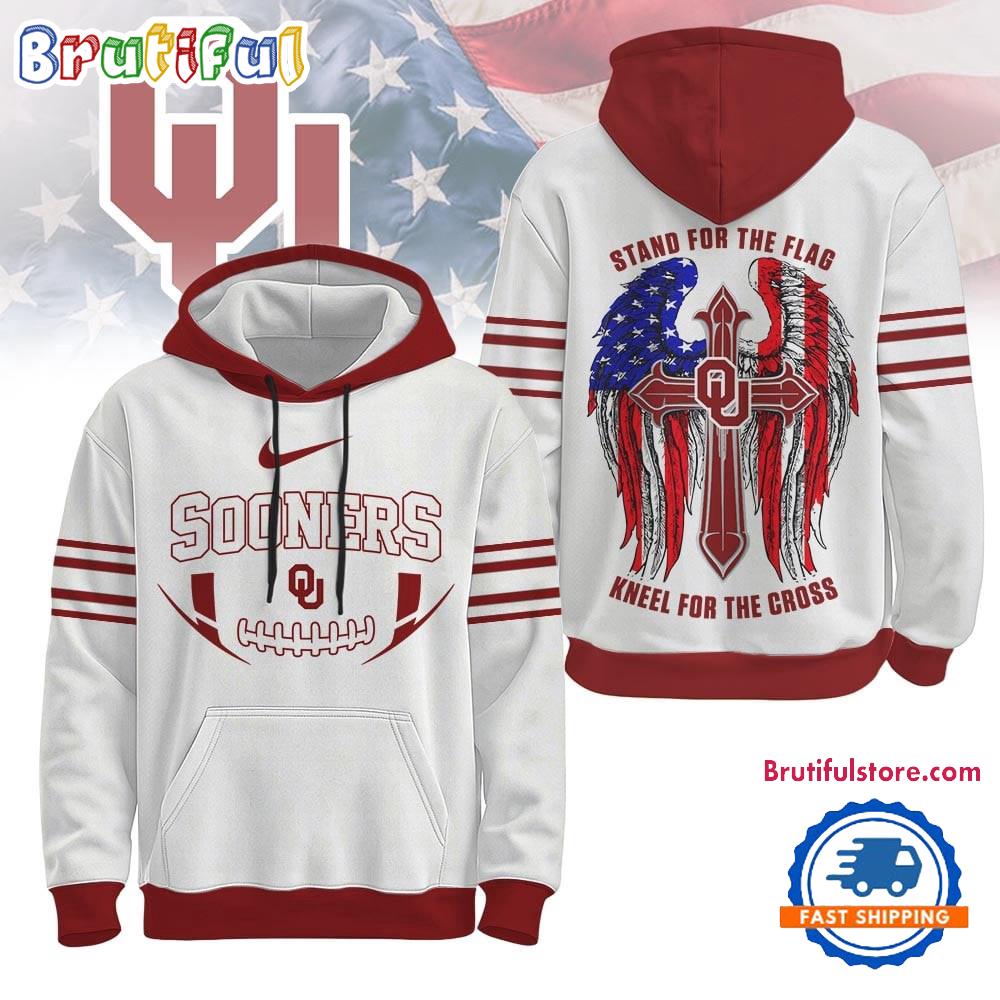 Oklahoma Sooners 2025 NCAA Stand For The Flag Kneel For the Cross Hoodie