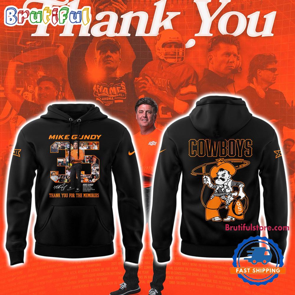 OSU Cowboy Thank you Mike Gundy For 35 Years Black Hoodie