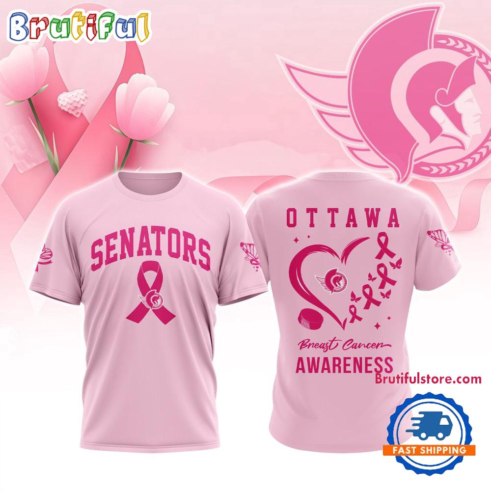 Ottawa Senators 2025 NHL Pink Breast Cancer Awareness All Over Print Shirt