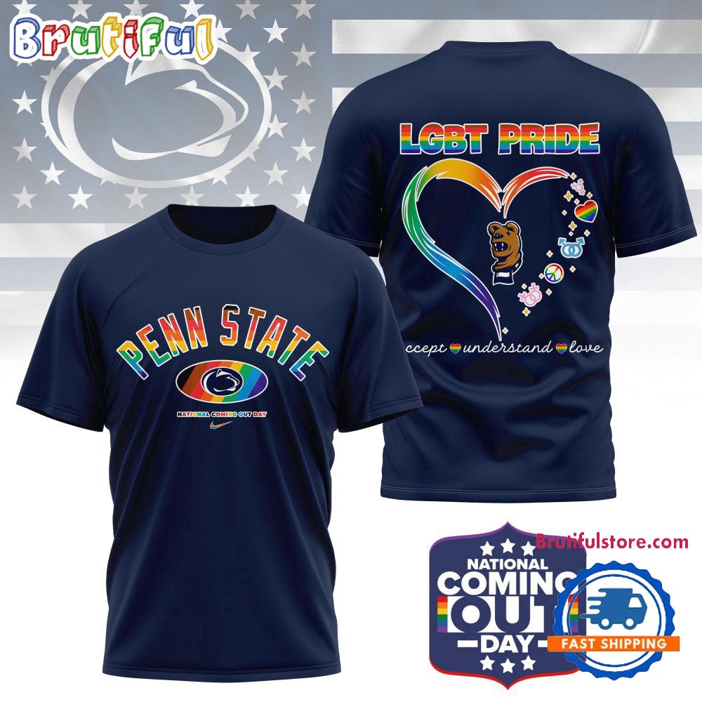 Penn State Nittany Lions 2025 NCAA National Coming Out Day LGBT Pride Unisex 3D Shirt