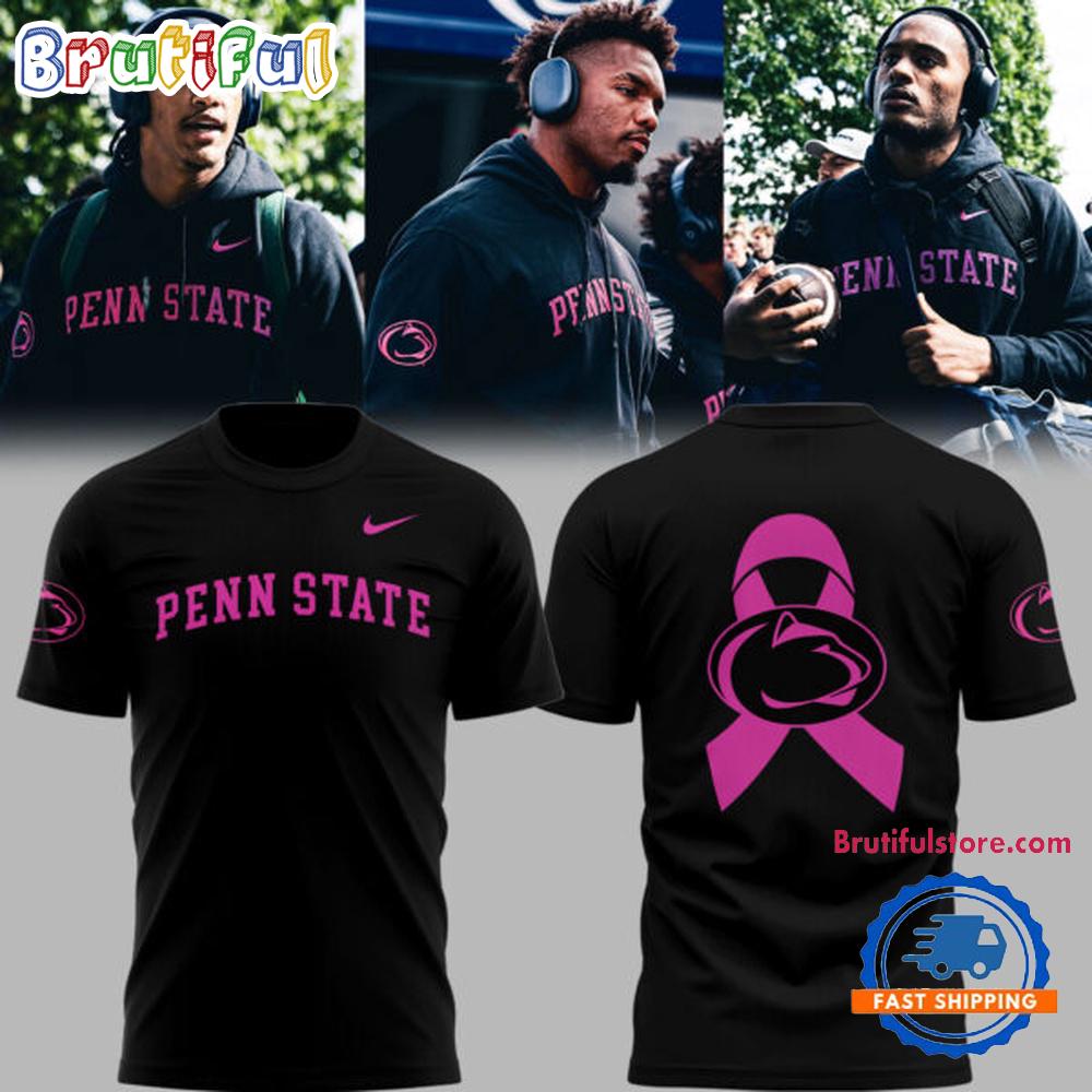 Penn State Nittany Lions Breast Cancer Awareness 2025 Black T Shirt